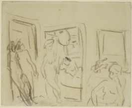 Kirchner_Badende-im-Raum_Kohle_1909-10_Gundelwein